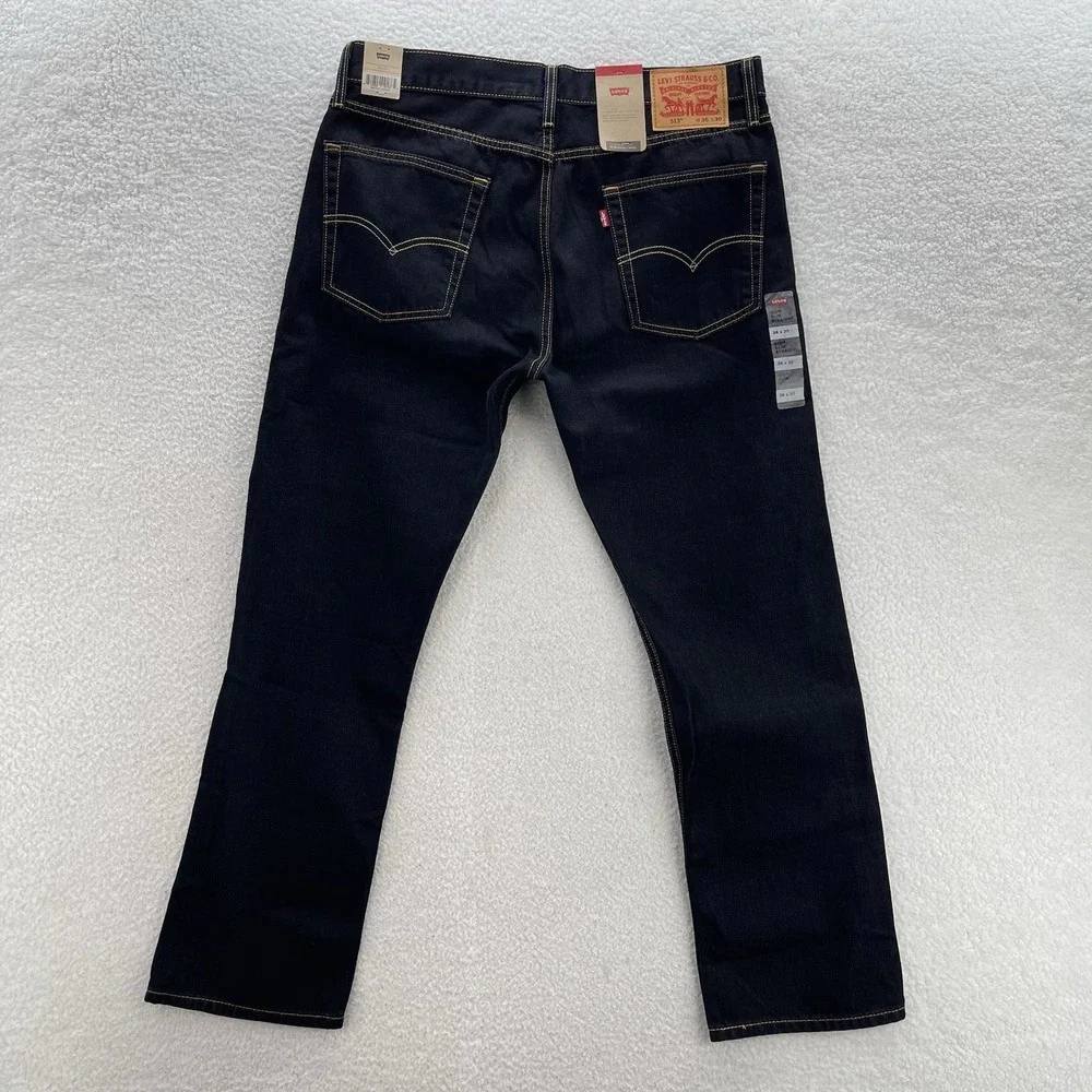 Levis 513 Jeans Mens 36x30 Black Slim Straight Jeans Dark Wash Denim Grunge Goth